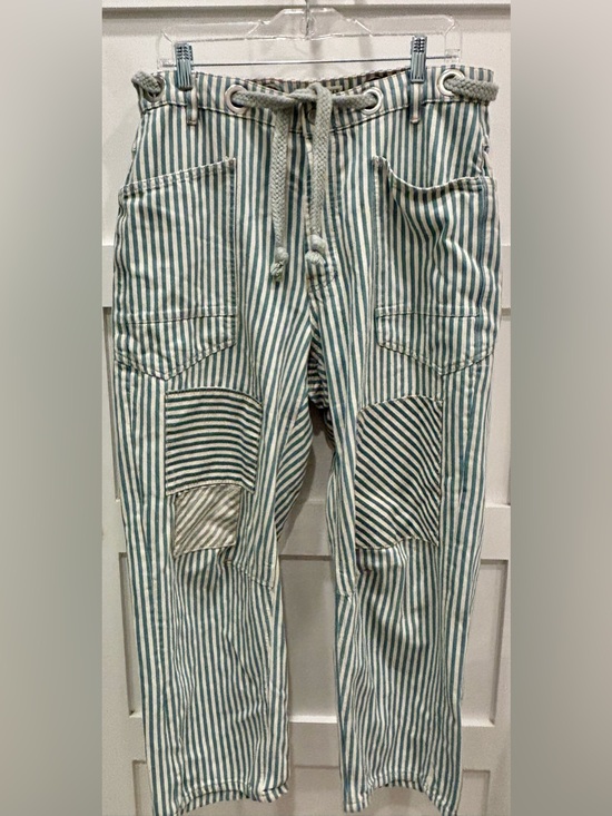 We The Free Denim - We The Free Moxie Railroad Low Slung Blue & White Striped Wide-Leg Jeans
